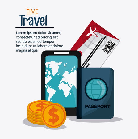 Time to travel concept represented by Trip icon set. Isolated and Colorfull Illustrationのイラスト素材