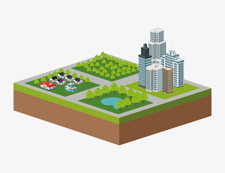 Isometric concept represented by building of city icon. Colorfull and Isolated designのイラスト素材