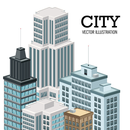 Isometric concept represented by building of city icon. Colorfull and Isolated designのイラスト素材