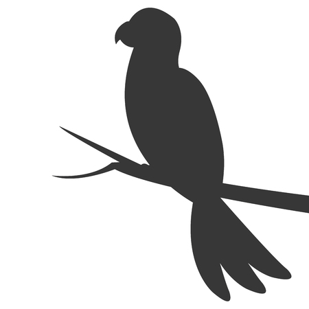 simple flat design parrot silhouette icon vector illustration animalのイラスト素材