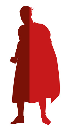 simple flat design red superheroe posing silhouette vector illustrationのイラスト素材