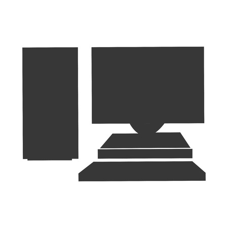 simple flat design grey computer icon vector illustrationのイラスト素材