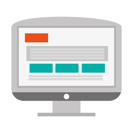 simple flat design computer monitor with webpage on screen icon vector illustrationのイラスト素材