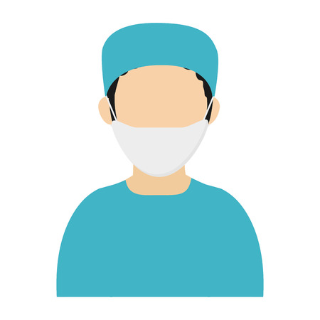 simple flat design medic or doctor with surgery outfit icon vector illustrationのイラスト素材