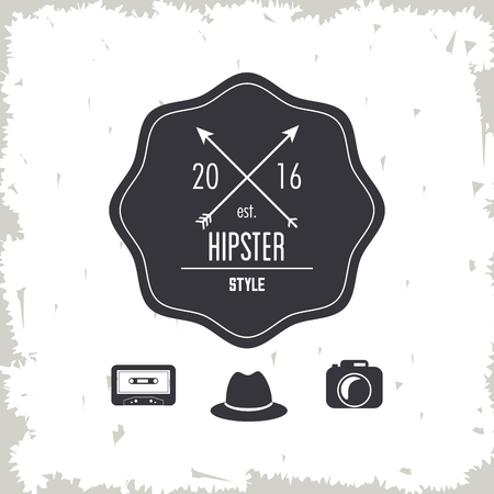 Hipster style concept represented by seal stamp icon. Isolated and flat illustration. Black and white designのイラスト素材