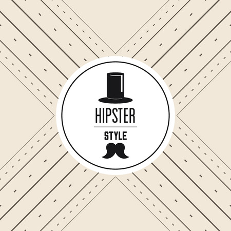 Hipster style concept represented by hat icon over seal stamp. Black and flat illustration. Pastel backgroundのイラスト素材