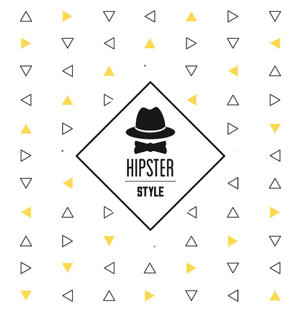 Hipster style concept represented by hat and bowtie inside frame icon. Isolated and flat illustration. Black and white designのイラスト素材