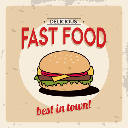 Menu and fast Food concept represented by hamburger icon. Colorful and Retro illustrationのイラスト素材