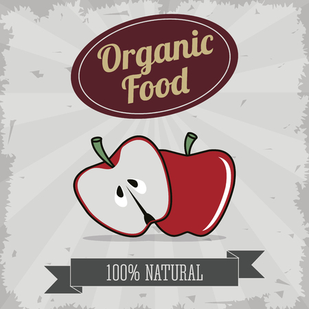 Menu and Food concept represented by apple icon over striped background. Colorful and Retro illustrationのイラスト素材