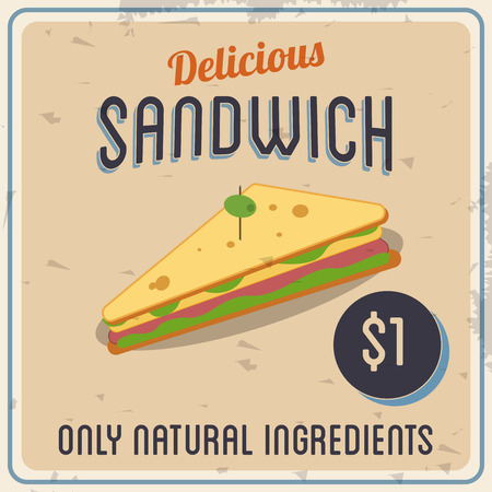 Menu and Food concept represented by sandwich icon. Colorful and Retro illustrationのイラスト素材