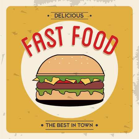 Menu and fast Food concept represented by hamburger icon. Colorful and Retro illustrationのイラスト素材