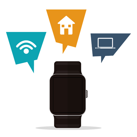 Wearable technology concept represented by watch icon. Colorful and flat illustration. White backgroundのイラスト素材