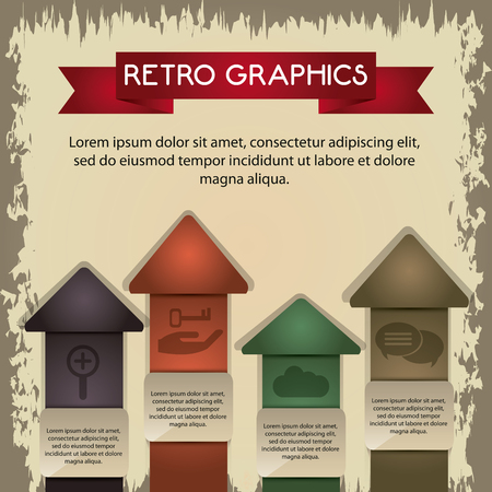 Retro concept represented by infographics icon over grunge Background. Colorful and flat illustrationのイラスト素材