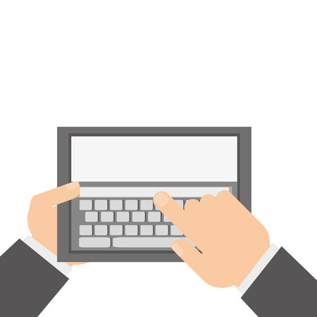 simple flat design tablet with keyboard on screen icon vector illustrationのイラスト素材