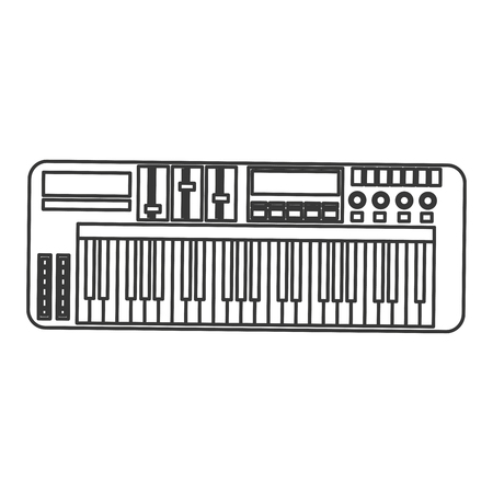flat design electronic piano keyboard icon vector illustrationのイラスト素材
