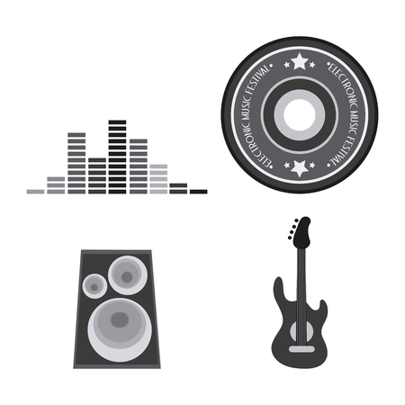 Electro and Dance Party represented by icon set. Isolated and Flat illustrationのイラスト素材