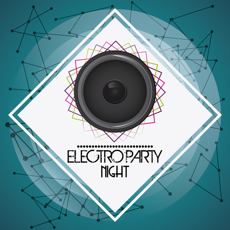 Electro and Dance Party represented by speaker icon over blue background. Colorfull and Flat illustrationのイラスト素材