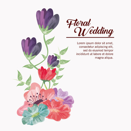 Floral wedding represented by flowers icon over pastel background. Colorfull and drawing illustrationのイラスト素材