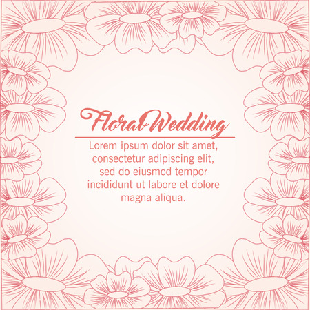 Floral wedding represented by flowers icon over pastel pink background. Colorfull and drawing illustrationのイラスト素材