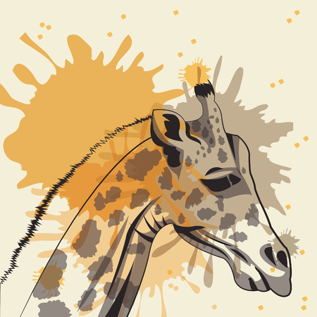 Animal and art concept represented by Giraffe icon and splash shape. Colorfull and flat illustration.のイラスト素材