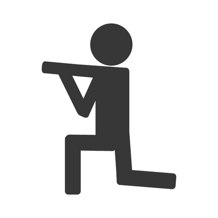 man shooting icon on knees isolated vector illustrationのイラスト素材