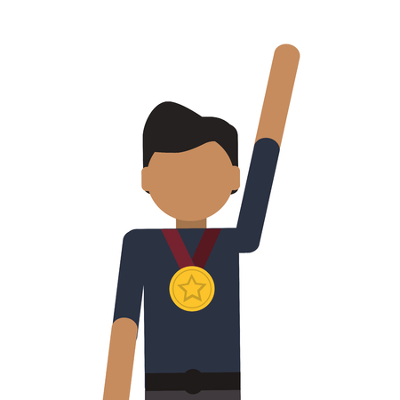 man winner medal champion award isolated vector illustrationのイラスト素材