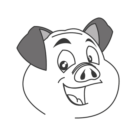 flat design pig cartoon icon vector illustrationのイラスト素材