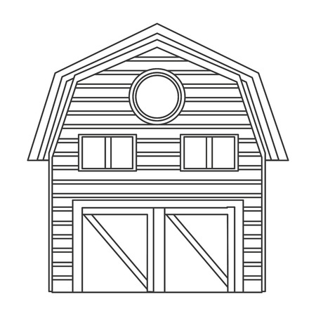flat design wooden barn icon vector illustrationのイラスト素材