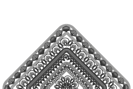 flat design triangular decorative line half mandala icon vector illustrationのイラスト素材