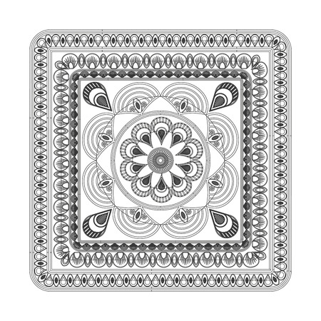 flat design squared decorative line mandala icon vector illustrationのイラスト素材