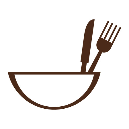 simple flat design bowl with eating utensils icon vector illustrationのイラスト素材