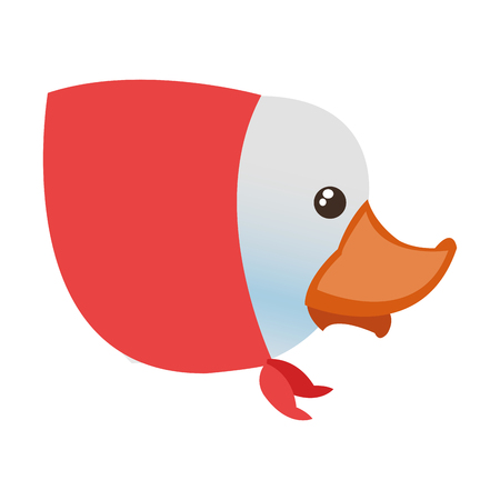 flat design toy rubber duck with bow icon vector illustrationのイラスト素材