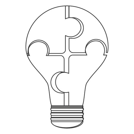 flat design puzzle pieces creating lightbulb icon vector illustrationのイラスト素材