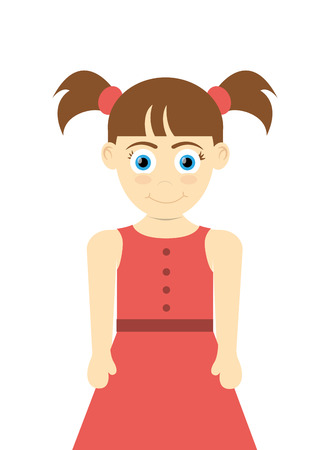 flat design happy girl with pigtails icon vector illustrationのイラスト素材