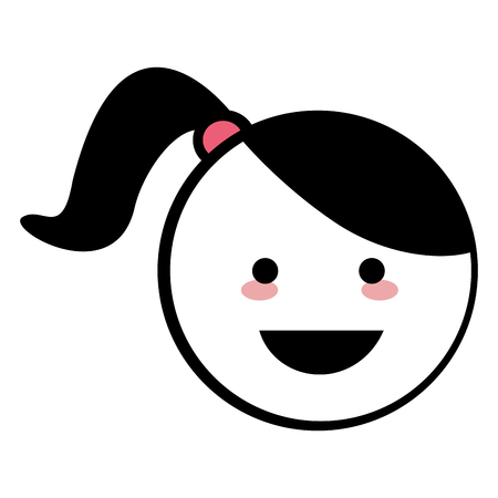 flat design happy girl icon vector illustration stick figureのイラスト素材