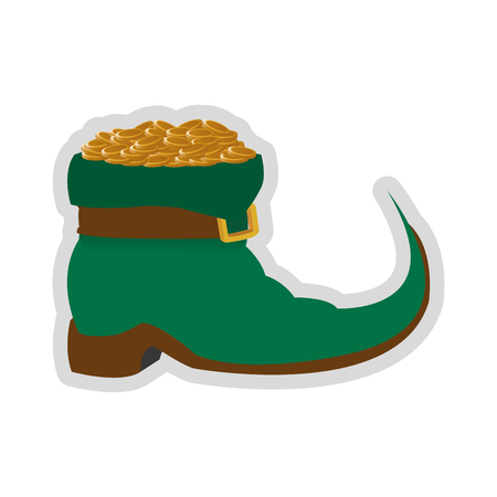 flat design leprechaun boots with gold coins icon vector illustrationのイラスト素材