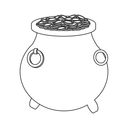 flat design lucky pot o gold icon vector illustrationのイラスト素材