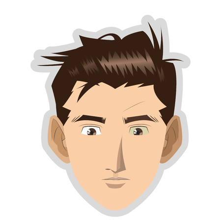 flat design face of young man icon vector illustrationのイラスト素材