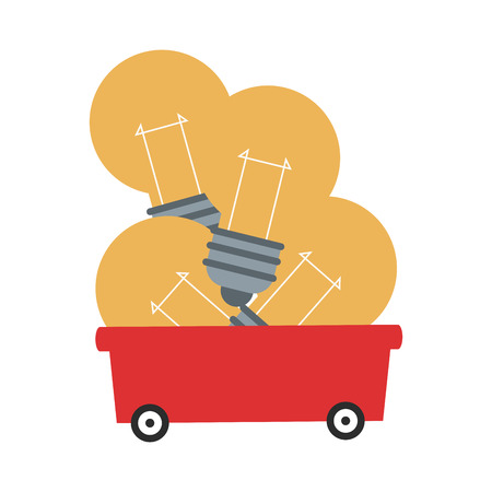 flat design lightbulbs in wagon icon vector illustrationのイラスト素材