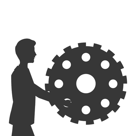 flat design businessman with gear icon vector illustrationのイラスト素材