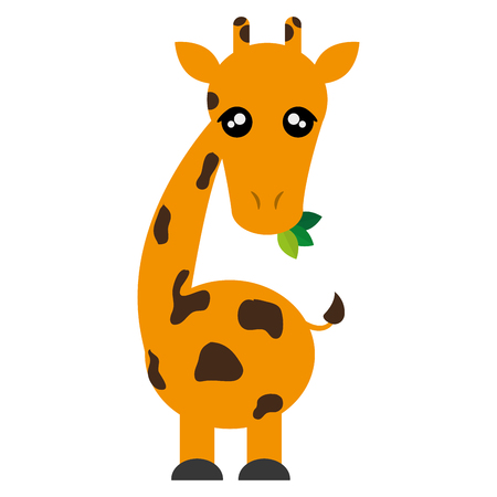 flat design Cute giraffe cartoon icon vector illustrationのイラスト素材