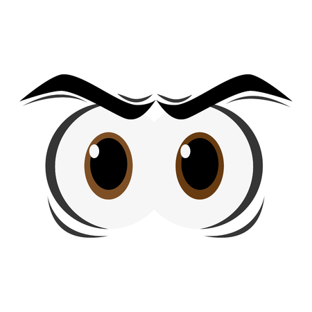 flat design angry cartoon eyes icon vector illustrationのイラスト素材