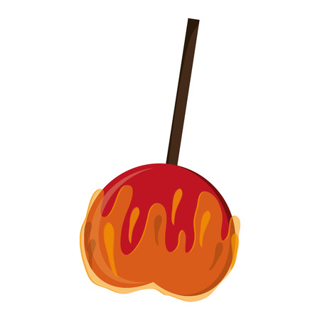 flat design caramel apple icon vector illustrationのイラスト素材