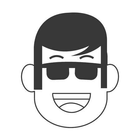 flat design face of man with sunglasses icon vector illustrationのイラスト素材