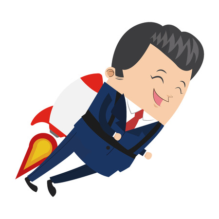 flat design businessman on rocket icon vector illustrationのイラスト素材