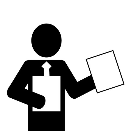 flat design businessman holding papers icon vector illustrationのイラスト素材