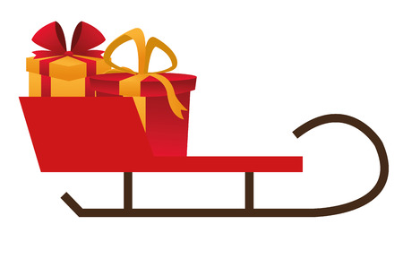 flat design single sleigh with gifts icon vector illustrationのイラスト素材