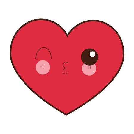 flat design kawaii heart icon vector illustrationのイラスト素材