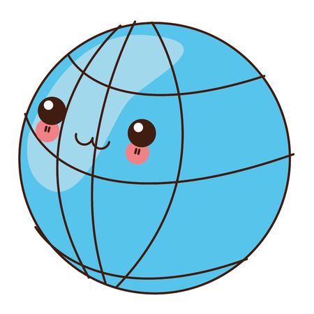 flat design kawaii earth globe diagram icon vector illustrationのイラスト素材