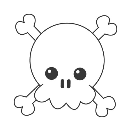 flat design kawaii skull and bones icon vector illustrationのイラスト素材